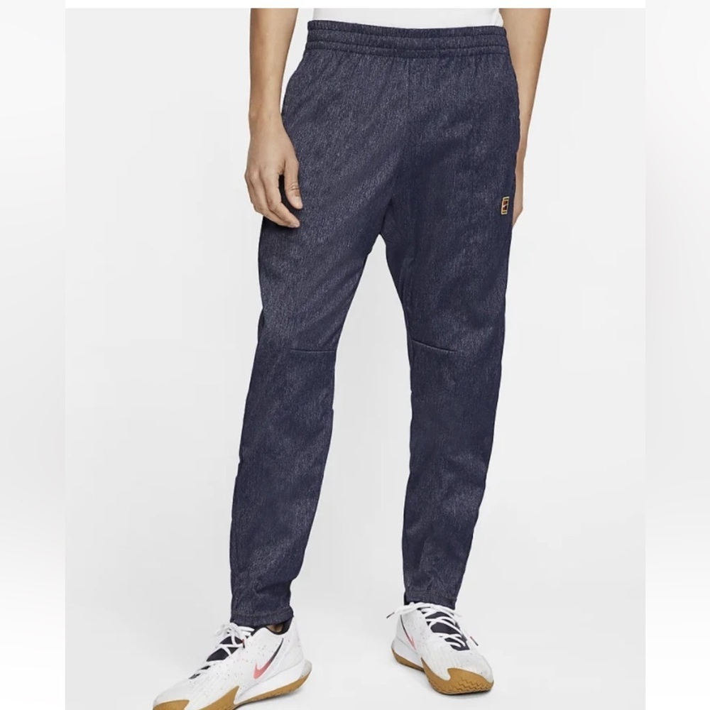 Nike Court Tennis Casual Faux Denim Blue Tapered Joggers Zip Ankle Size XL